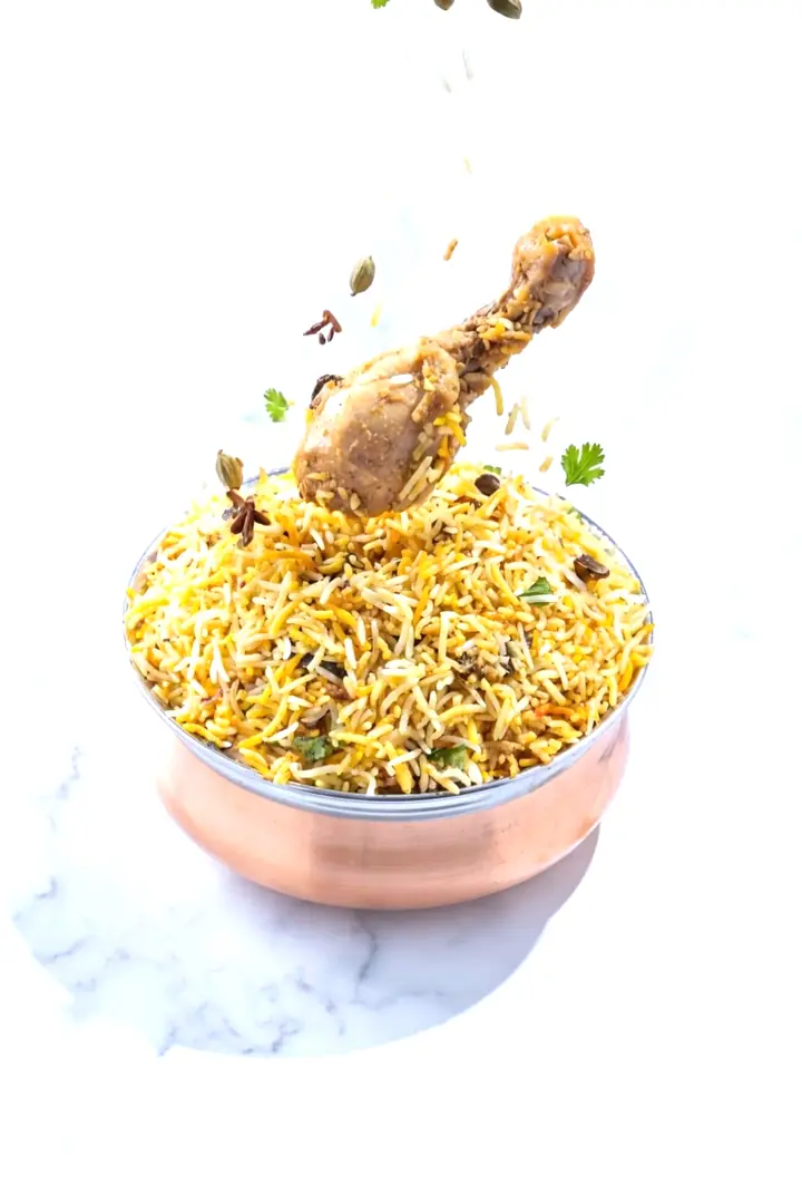 A bowl of Indrabhavan biryani